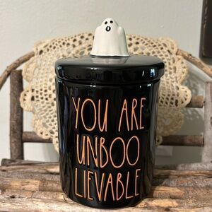 LAST ONE! NEW IN PACKAGING! RAE DUNN YOU ARE UNBOOLIEVABLE W/GHOST LID JAR